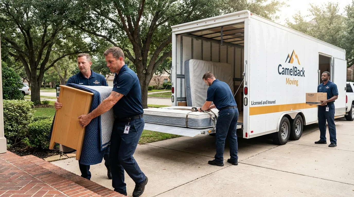 Crew loading residential truck for cross-state move from Elko New Market, MN