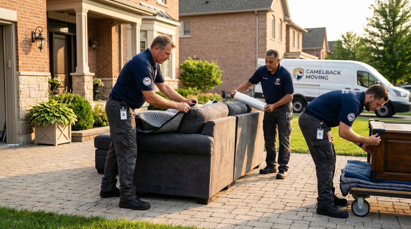 Large estate moving crew wrapping furniture in Elko New Market, MN