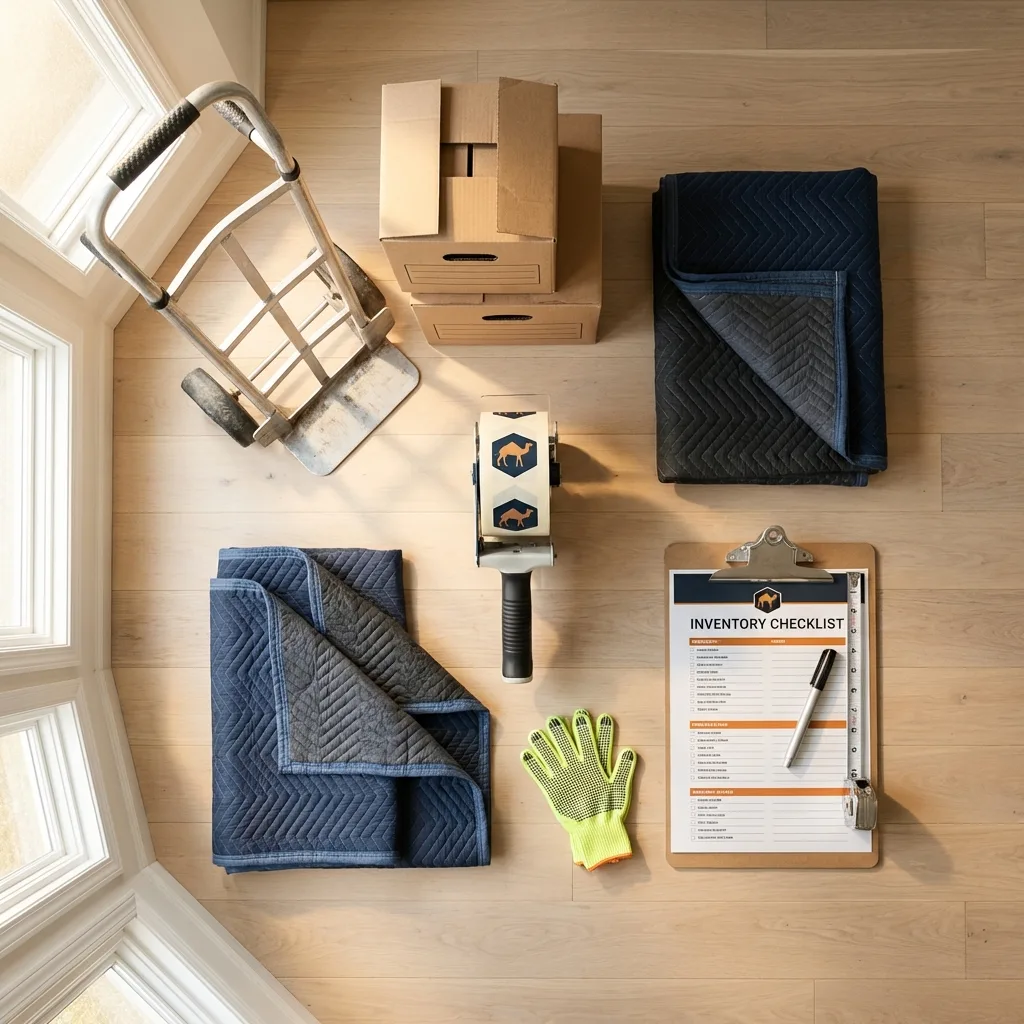 Professional moving supplies and packing materials layout for Elko New Market residential relocations